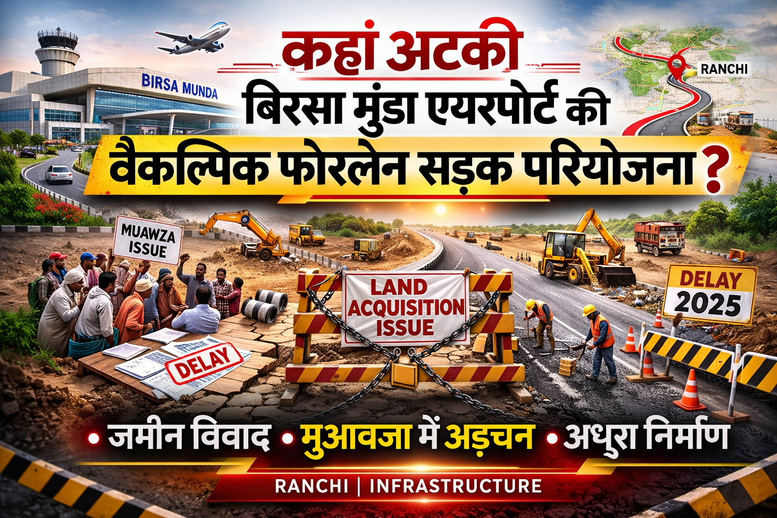 कहां अटकी बिरसा मुंडा एयरपोर्ट की वैकल्पिक फोरलेन सड़क परियोजना ?