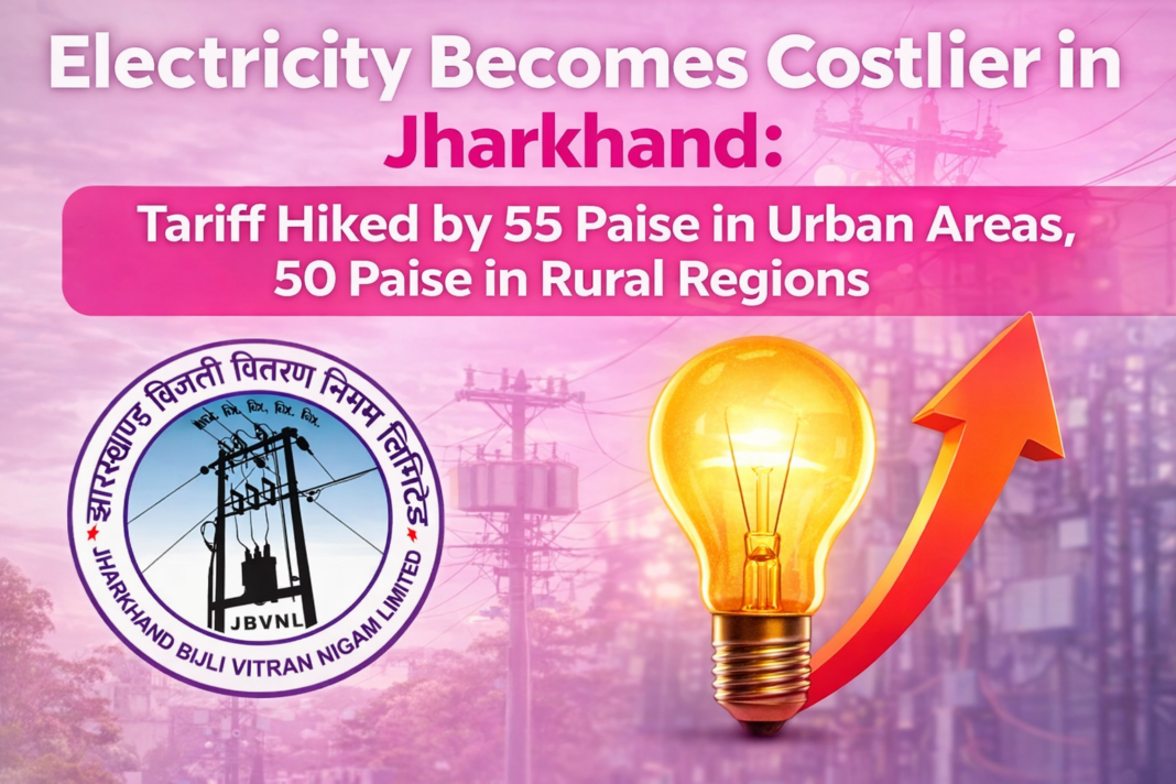 झारखंड में महंगी हुई बिजली! शहर में 55 पैसे और गांव में 50 पैसे प्रति यूनिट बढ़ोतरी लागू
