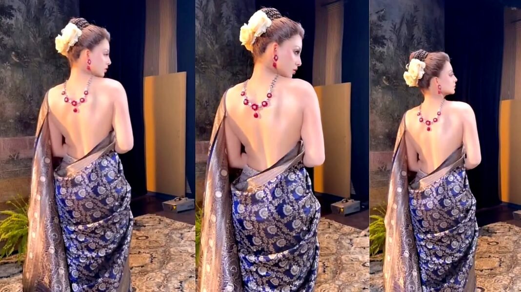 बिना ब्लाउज बनारसी साड़ी में उर्वशी रौतेला का बोल्ड अंदाज़, सोशल मीडिया पर छाया नया लुक