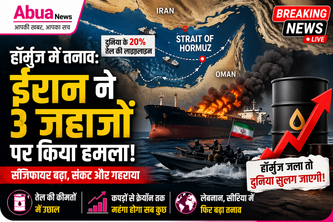 Hormuz में 3 जहाजों पर ईरानी कार्रवाई, ceasefire बढ़ा मगर संकट और गहराया Strait of Hormuz ship incident Iran