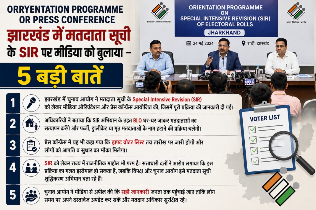 Orryentation Programe or Press Confrence: झारखंड में मतदाता सूची के SIR पर मीडिया को बुलाया – 5 बड़ी बातें Orryentation Programe