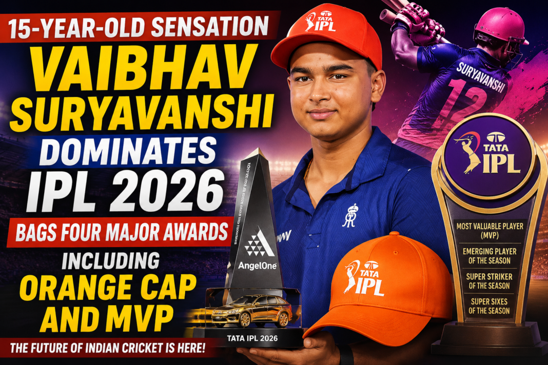 15 साल का तूफान: वैभव सूर्यवंशी ने IPL 2026 में जीते 4 बड़े अवॉर्ड, ऑरेंज कैप से लेकर MVP तक किया कब्जा 15 साल का तूफान: वैभव सूर्यवंशी ने IPL 2026 में जीते 4 बड़े अवॉर्ड, ऑरेंज कैप से लेकर MVP तक किया कब्जा