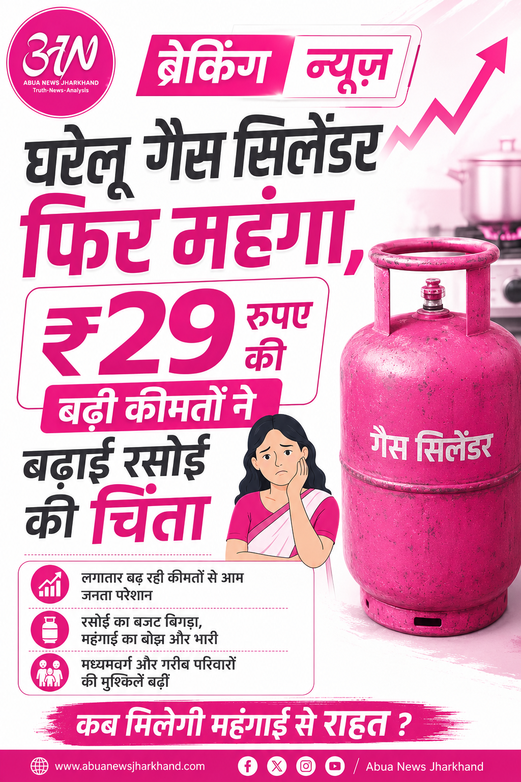 महंगाई का नया झटका: घरेलू LPG सिलेंडर ₹29 महंगा, तीन महीने में दूसरी बढ़ोतरी महंगाई का नया झटका: घरेलू LPG सिलेंडर ₹29 महंगा, तीन महीने में दूसरी बढ़ोतरी