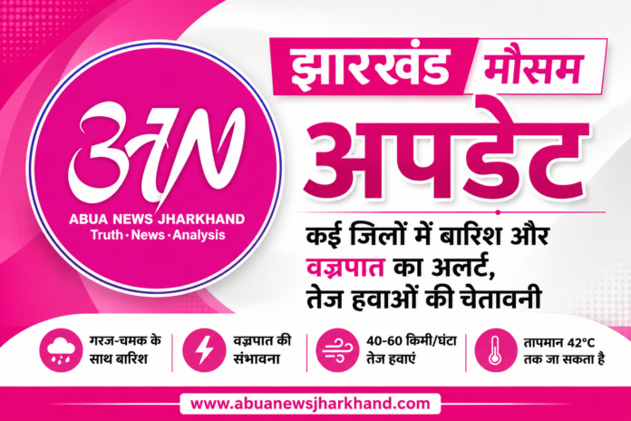 झारखंड मौसम अपडेट: कई जिलों में बारिश और वज्रपात की संभावना, गर्मी से अभी नहीं मिलेगी पूरी राहत