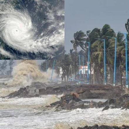 Cyclonic storm over the Bay of Bengal with Andhra Pradesh coast potentially facing strong winds and severe weather.Cyclone Arnab