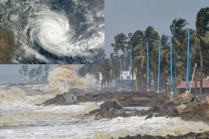 Cyclonic storm over the Bay of Bengal with Andhra Pradesh coast potentially facing strong winds and severe weather.Cyclone Arnab