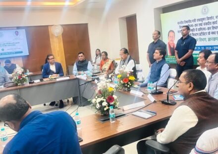 Jharkhand Finance Minister Radhakrishna Kishore during the IRIS system agreement signing ceremony.IRIS System in Jharkhand