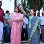 Kalpana Murmu Soren and Giridih DC Ramniwas Yadav inspecting Chhath ghats at Senadoni and Leda.Kalpana Soren Chhath Ghat Inspection