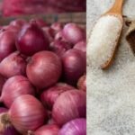Rising onion and sugar prices amid food inflation in India.Onion and Sugar Price Hike