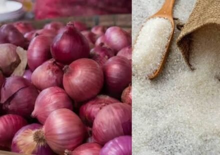Rising onion and sugar prices amid food inflation in India.Onion and Sugar Price Hike